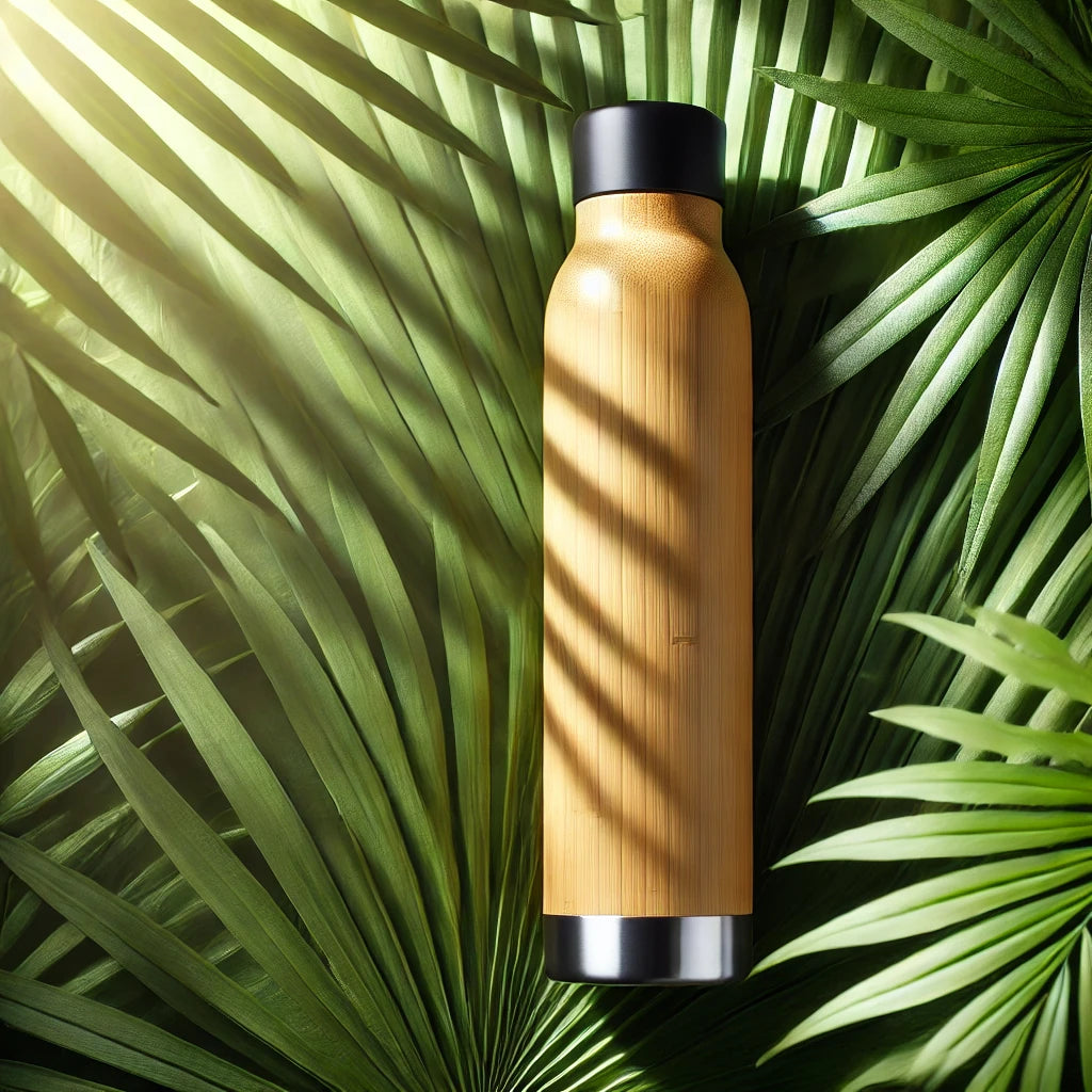 Bamboo Stainless Steel Flask Water Bottle/Thermos with Tea Strainer | Double Wall Vacuum Insulated | Hot & Cold Bottle (450 ML)